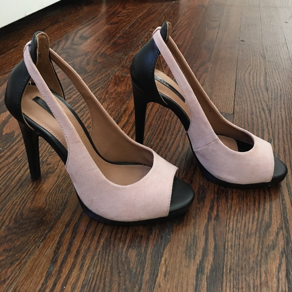 Zara leather & suede pumps black & blush